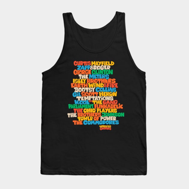 Funk Legends: The Groovy Rhythm of Cult Bands Tank Top by Boogosh